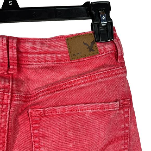 American Eagle SZ 2 Shorts Mid-Rise Stretch Zip-Fly Rear Frayed Hems Pink Wash - Picture 3 of 7